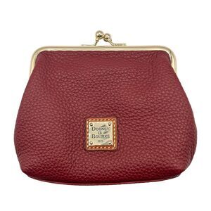 NWT Dooney & Bourke Pebbled Leather Kisslock Coin Pouch in Wine Red